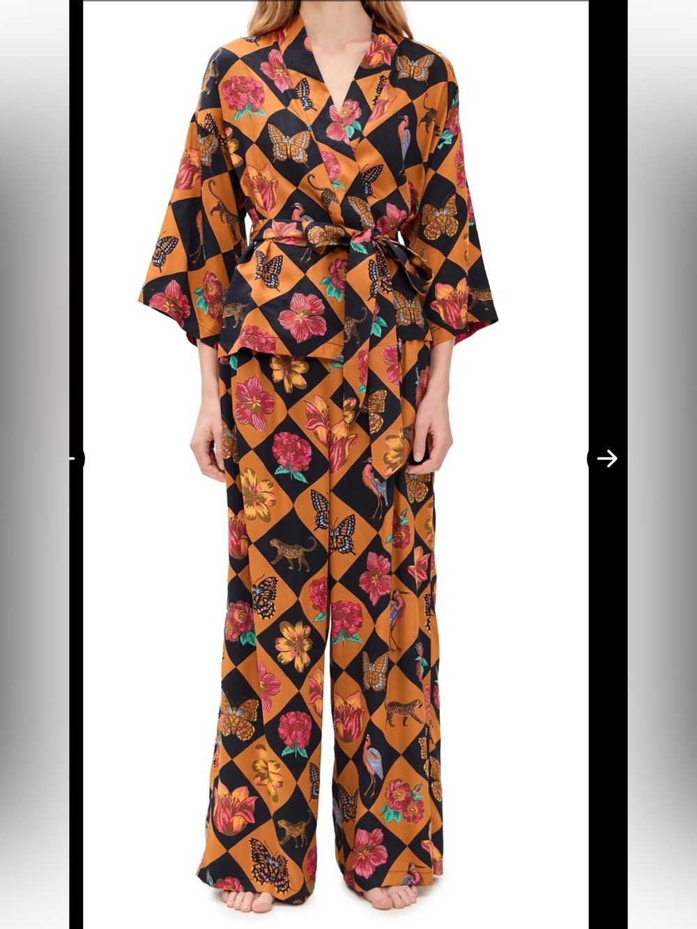 Printfresh Botanical Checkboard Wide-Leg Pants - Picture 2 of 7